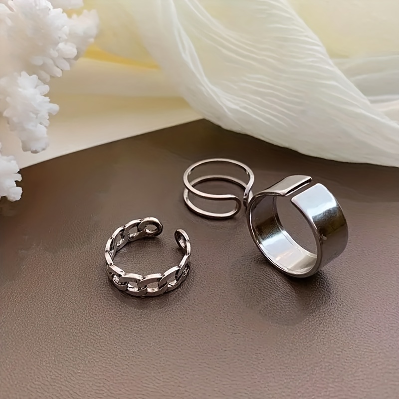 Hip hop Open Adjustable Ring Three Pieces Finger Ring